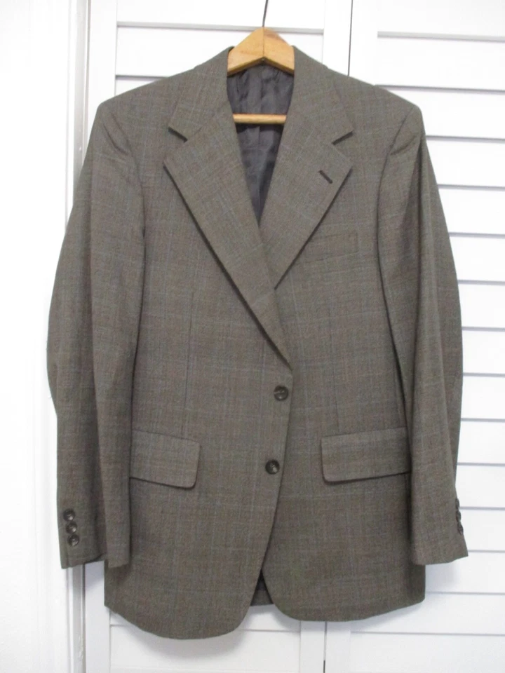 Traje de tres piezas Rogers Peet en muy buena condición marrón azul a cuadros lana hecho en EE. UU. 38R Foto 2 de 4