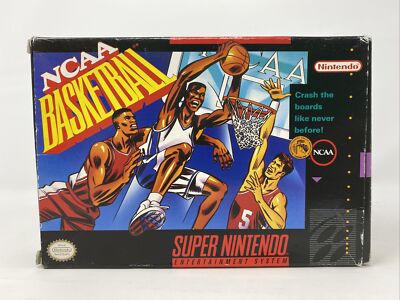 NCAA Basketball (Super Nintendo Entertainment System, 1992) WITH BOX AND MANUAL