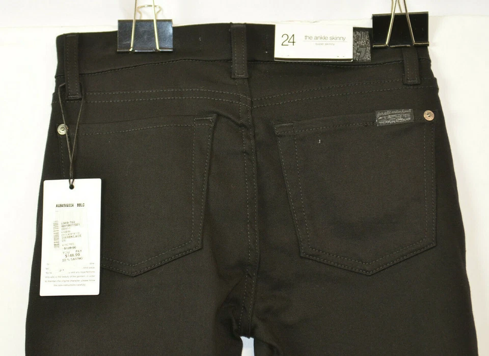 NUEVO CON ETIQUETAS 7 para toda la humanidad Talla 24 Niñas Tobillo Ajustado Denim Negro Malla Floral Terciopelo Foto 4 de 4