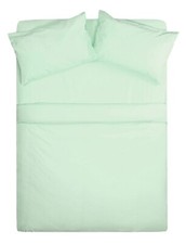 Flame Retardant SingleBed set,Duvet Cover Fitted sheet and Pillowcase pair Green