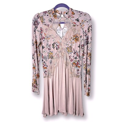 Gypsies & Moondust Pink Floral Lace Flowy Mini Dress Women's Size Small |  eBay