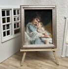 Miniature Dollhouse Room Box Art Loving Mother and Child Framed Handmade