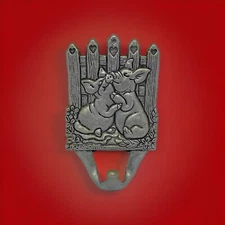Carson Pewter Pigs 🐷 Coat Keys Hook Farm Art Decor Vintage 1991 Hog Hearts