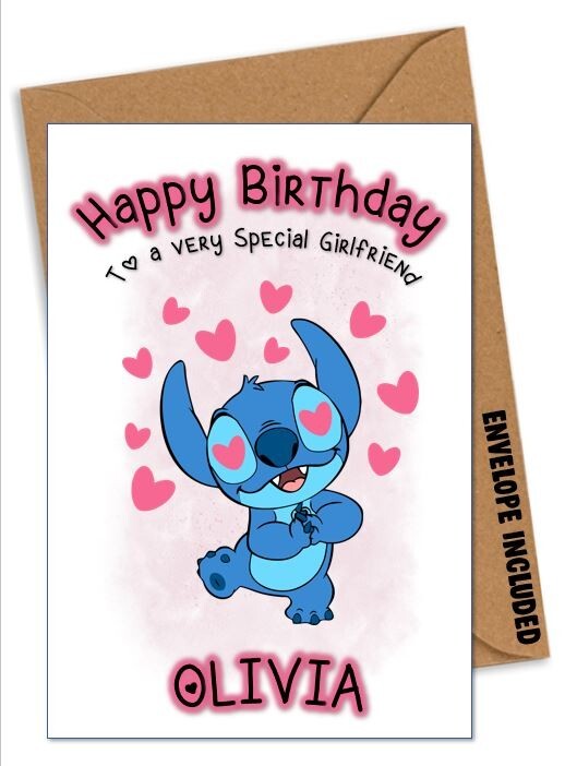 Personalised Lilo Stitch Birthday Card Niece Wife Daughter