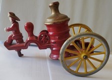 1890's-1910 IRON TOY FIRE PUMPER, PROBABLY HUBLEY, 9 INCHES LONG
