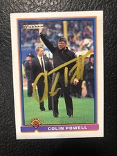 General Colin Powell Signed 1991 Bowman Baseball Card Autographed