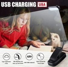 USB Rechargeable Small LED Reading Book Light Flexible Clip Desk Table Lamp USA