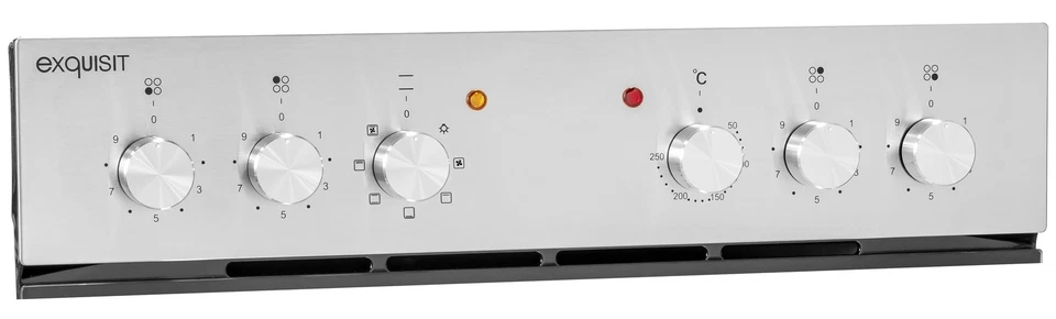 Exquisit Herdset Backofen Umluft Glaskeramikkochfeld rahmenlos Einbau Silber - Bild 3 von 4