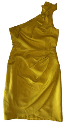 Matthew Williamson Impulse Macy's Yellow One Shoulder Drape Cocktail Dress sz4