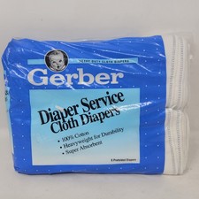 NOS GERBER 100 Cotton White Diaper Service Cloth Diapers 20.5  x 14.5  6 Pk