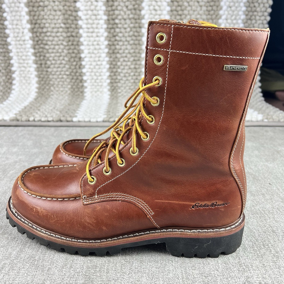 Eddie Bauer K-8 8 Inch Boot 10 Brown Waterproof Fullgrain 