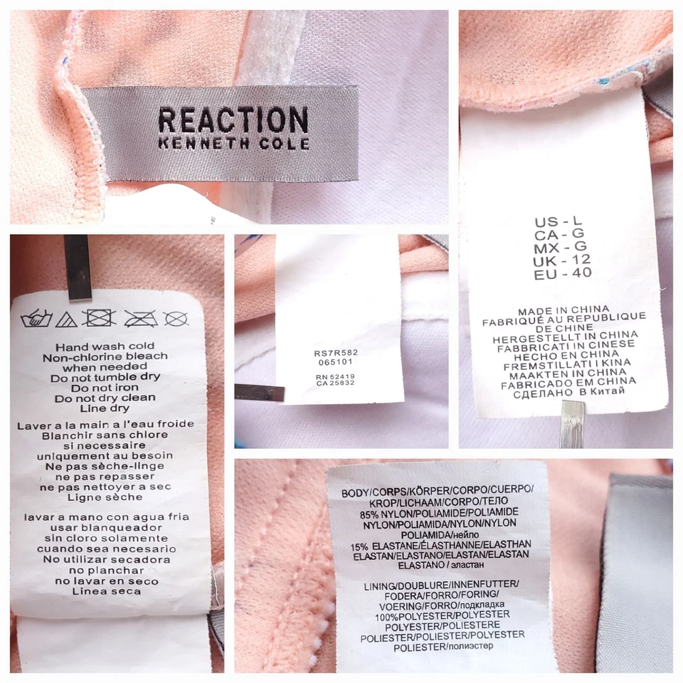 Kenneth Cole Tankini Traje de Natación Top Mujer L Colorido Geométrico Audaz Rosa Azul Foto 4 de 4