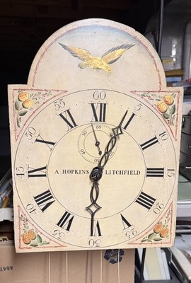 Tall Case Wooden Works Clock Movement And Dial Early Asa Hopkins