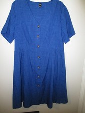 Womens bright blue short sleeve button down shirt dress Shein Curve size 1XL