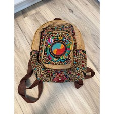 Women's Embroidered Backpack Purse Boho Hippie Canvas Shoulder Bag Adjustable