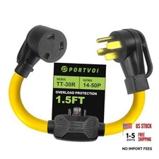 Overload Protector 50 Amp to 30 Amp RV Adapter Cord with Circuit 50A to 30A