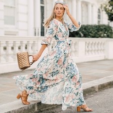 Zimmermann Verity Dress Size 3 / 14 AU / 10 US Midi Plunge Floral Linen