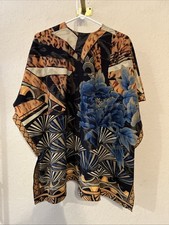 Chico s Microsuede Floral Geo Kimono Open Front Jacket One Size Asian Graphic