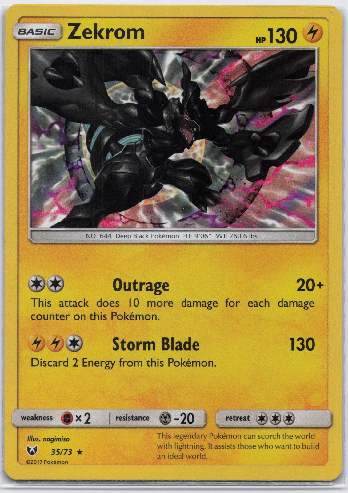 Zekrom Holo Rare Shining Legends 35/73 NM