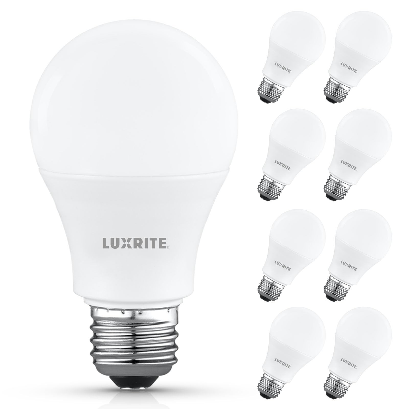LUXRITE A19 LED Light Bulb 75 Watt 8 Count (Pack of 1), 5000k (Bright White) 