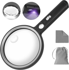 Lupe LED 10/45Fach Vergrößerung Beleuchtung Handlupe Licht Extra Große Leselupe