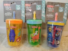 Lot of 3 New Nuby Thirsty Kids Super Sipper 14oz Cups Swivel Straw No Spill