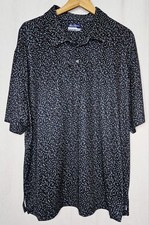 Ben Hogan Mens Plus Size Performance Golf Polo Black Blue Geo Print 2XL or 3XL