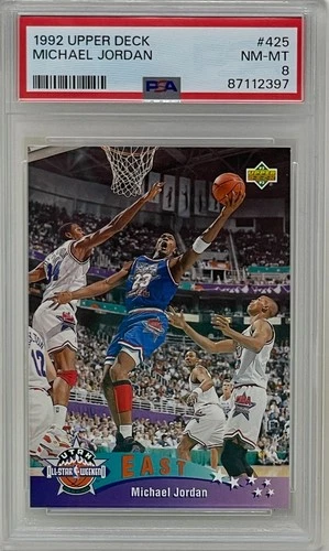 Michael Jordan 1992 Upper Deck All Star Bulls NBA Basketball Card #425 PSA 8