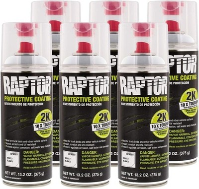 U-Pol 4885 Raptor 2K Aerosol Truck Bedliner Protective Coating - White, 6-Pack