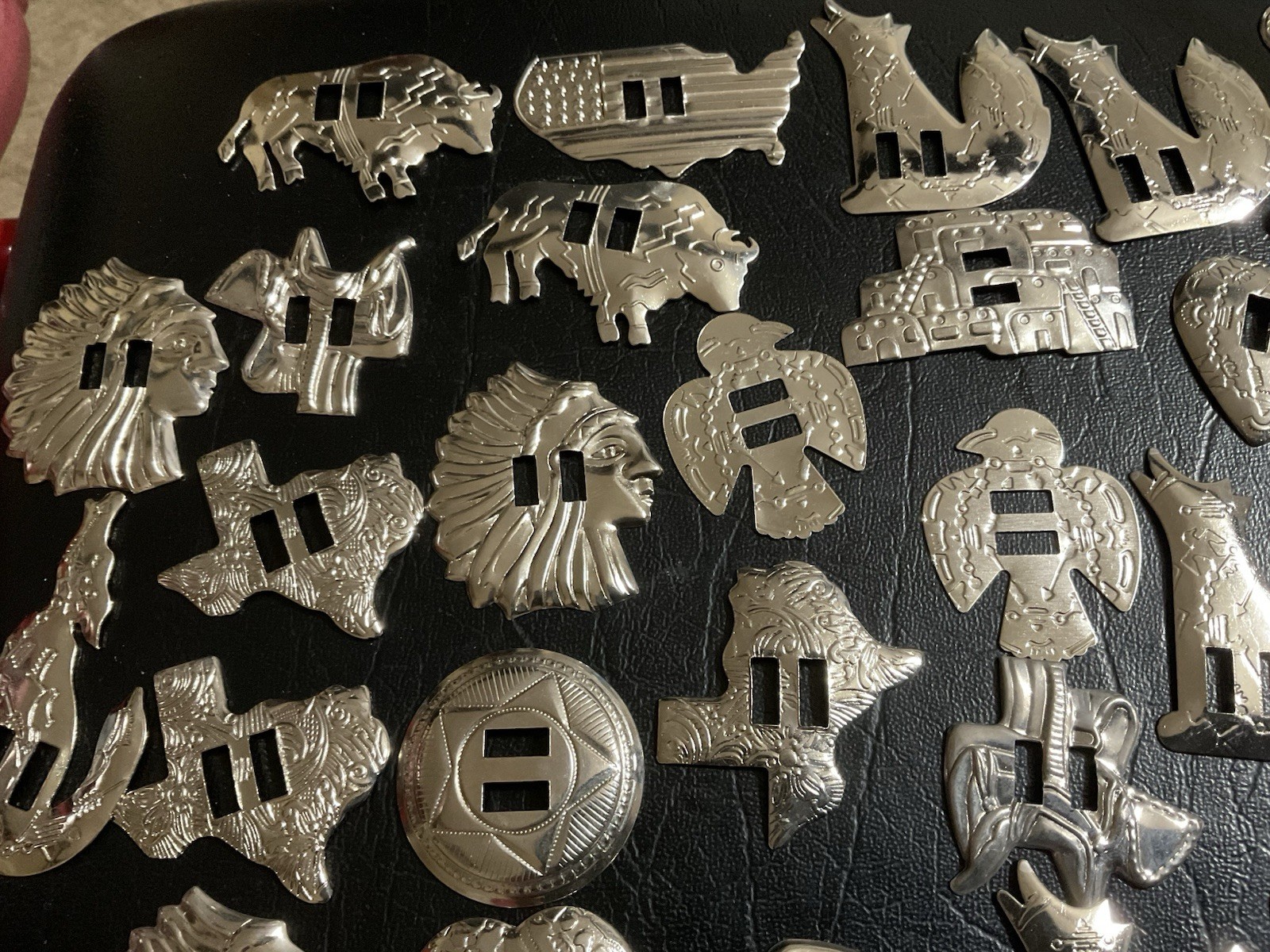 Conchos Silver Slotted for Leather Crafting Belts Scarfs Purses &36 Pieces New