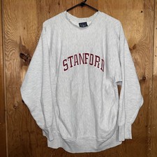 Vintage Stanford MV Sport Pro Cut Crewneck Sweatshirt Sz Large Gray Red Distress
