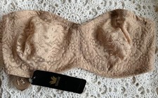 Wacoal 65449 Halo Lace Strapless Sz 32D  UW Lace Soft Cup Nude Bra With Straps