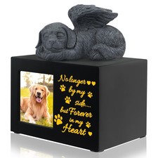 Pet Urns for Ashes, Large Wooden Urn for Dog or Cat with Angel, 7"x4.9"x5"