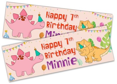 Personalised Dinosaur Birthday Banner Any Name Age Team - Custom Kids Party 80