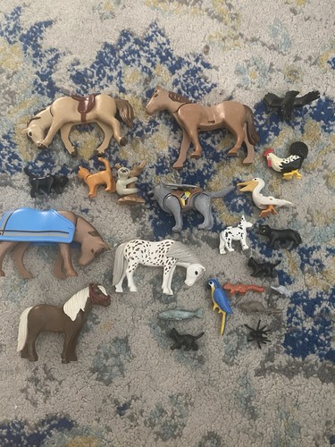Playmobil Farm Animals Horse Sloth Cat Dogs Rat & More Lot Of 20 !