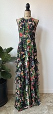 NWT Betsy  Adam Floral Halter Ruffle A-Line Maxi Dress Size 4