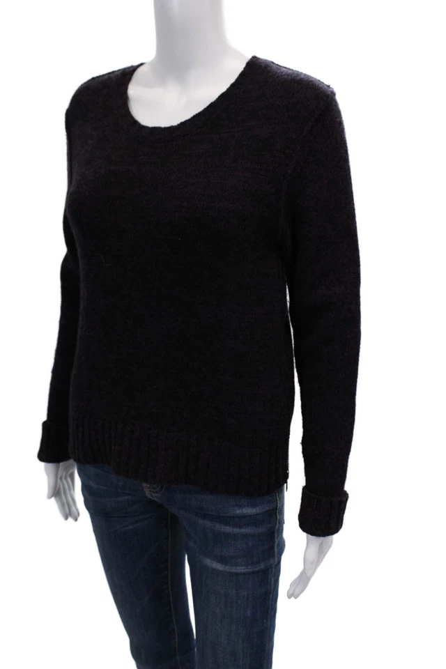 Suéter Otoño Cachemira Mujer Cachemira Cremallera Tejido Cuello Redondo Púrpura Talla M Foto 2 de 4