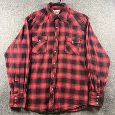Wrangler Wrancher Western Shirt Men's XL Red Black Plaid Cotton Pearl Snap