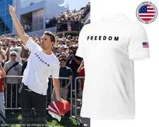Charlie Kirk Freedom T Shirt American Flag Sleeve Made In USA Patriotic Tee Gift