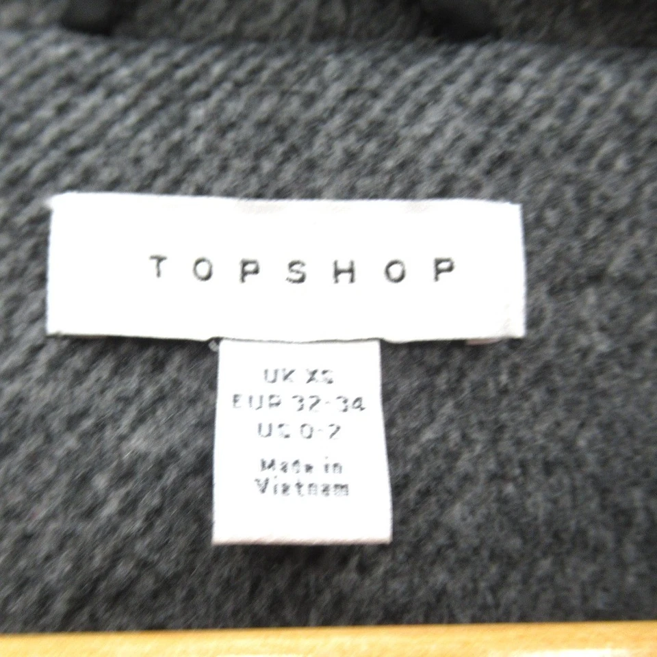 Casaco Top Shop tamanho XS cinza mistura de poliéster feminino cinto longo Preloved  - Imagem 3 de 4