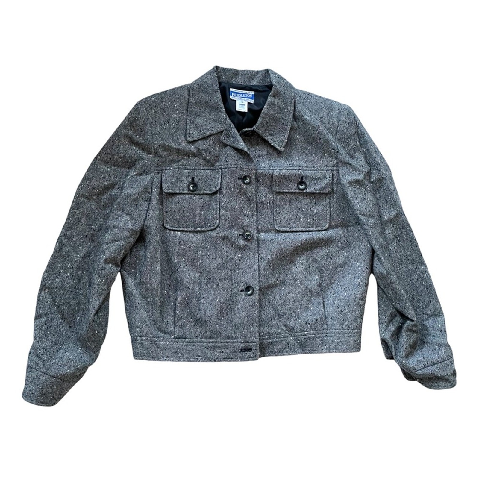 Pendleton Shacket Shirt Jacket Gray Speckled Wool… - image 10