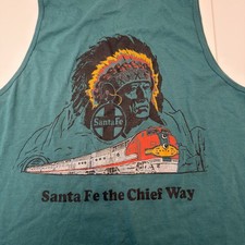 Vintage XL Santa Fe Railroad Train Green Tank Top Men’s BNSF Trains Chief VTG