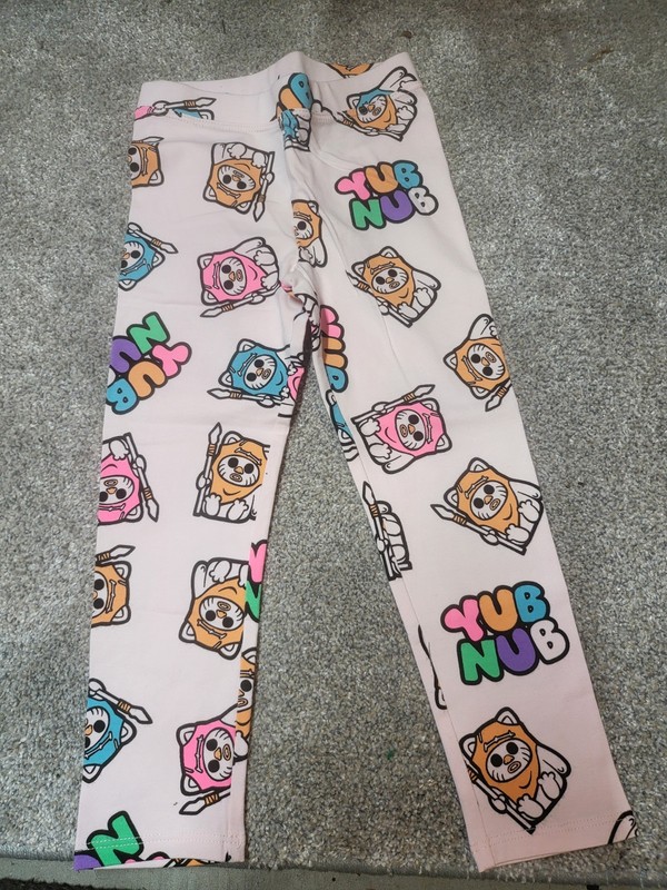 Spotted Zebra Star Wars Ewok Girls' Ankle Leggings 4T Pink Cartoon Stretch