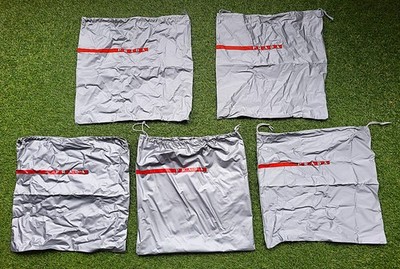 5x Original PRADA - Schuhbeutel, Taschen, silber/hellgrau, Polyester neuwertig!