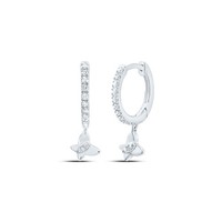 10K WeißGold Echter Diamant Damen Schmetterling Lang Rund Creolen 1/10 Karat