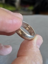 Solid Argentium Silver D-Shape Wedding Band Ring 5.8g | Size R.5 / S 19mm