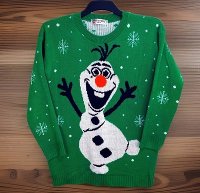 Harmony Collection Weihnachtspullover Gr. Medium/Large Damen Grün Schneemann Xmas