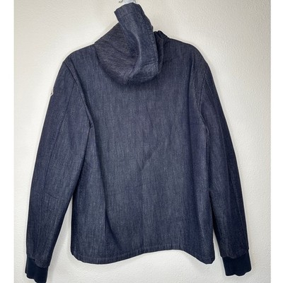 Moncler Maglia Cardigan Dark Wash Denim Blue Zip Hooded Jacket L