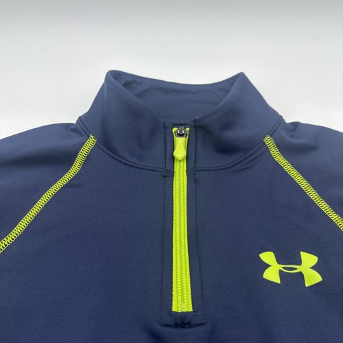 Under Armour Cold Gear Sweater Youth Boys Size M Blue Logo 1/4 Zip.#28525 - Picture 2 of 9