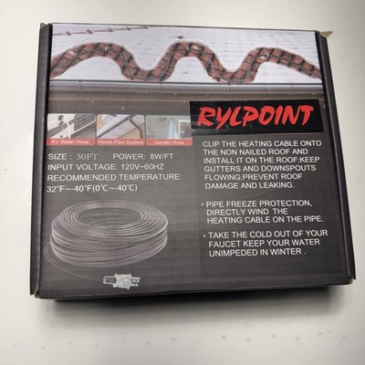 Rylpoint 30ft Heat Tape 8W/ft 120V Self-Regulating Pipe De-Icing Cable